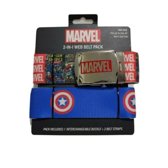Marvel Captain America Comic Plus Classic Shield Belts 2 in 1 Web Belt B01-0011 - Picture 1 of 4